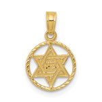14K Star of David in Circle Frame Pendant