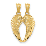 14k Two-Piece Break-Apart Diamond-cut Wings Pendant