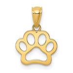 14K Cut-out Paw Print Pendant