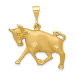 14k Satin Diamond-cut Taurus Zodiac Charm