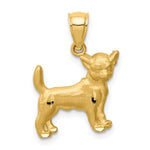 14K Satin Diamond-cut Chihuahua Dog Pendant