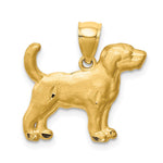 14K Satin Diamond-cut Beagle Dog Pendant