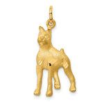 14k Satin Diamond-cut Boxer Dog Charm