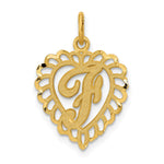 14k Heart Letter F Charm