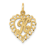 14k Heart Letter K Charm