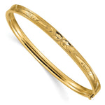 14k 3/16 Diamond-cut Concave Hinged Oval Bangle Bracelet