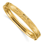 14k 5/16 Oversize Diamond-cut Concave Hinged Oval Bangle Bracelet