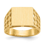 14k 12.5x Rectangle Open Back Cut-out Squares Mens Signet Ring