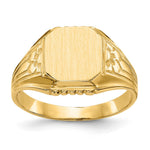 14k 9.0x Octagon Open Back Floral Signet Ring