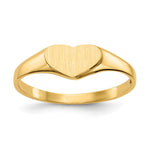 14k 7.5x Closed Back Heart Signet Ring