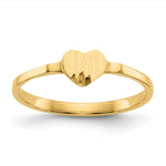 14k Diamond-cut 5.0x Closed Back Size 4 Heart Signet Ring