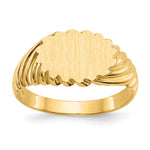 14k 10.0x Oval Open Back Scalloped Edge Signet Ring