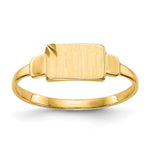14k Diamond-cut Satin 7.25x Closed Back Size 3 Rectangular Signet Ring