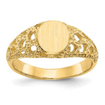 14k 5.5x Open Back Size 3 Oval Filigree Signet Ring