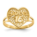 14k SWEET 16 Filigree Heart Ring
