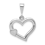 14k White Gold Solid Satin Polished Fancy 3D Heart Pendant