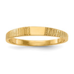 14k Polished and Ridged 3.5x Closed Back Size 2 Rectangular Signet Ring