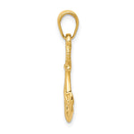 14K Solid Polished 3-D Anchor with Rope Pendant