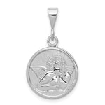 14K White Gold Polished and Satin Angel Pendant