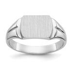 14k White Gold 10.5x Cushion Closed Back Signet Ring