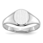 14k White Gold 8.0x Closed Back Size 5 Round Signet Ring