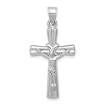 14K White Gold Hollow Crucifix Reversible to X-Center Cross Pendant