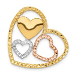 14K Yellow & Rose Gold w/Rhodium Heart Chain Slide