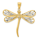 14K and White Rhodium Diamond-cut Filigree Dragonfly Pendant