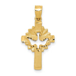 14k Satin Diamond-cut Dove Cross Charm