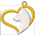 14k Fancy Heart and Cat Charm