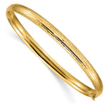 14k 3/16 Polished Diamond-cut Fancy Hinged Oval Bangle Bracelet