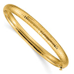 14k 4/16 Polished Fancy Hammered Hinged Oval Bangle Bracelet