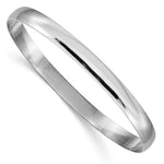 14k White Gold Solid Polished Half-Round Slip-On Round Bangle Bracelet
