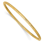 14k Polished Diamond-cut Tube Slip-on Round Bangle Bracelet