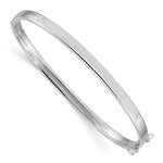 14k White Gold Polished Hinged Oval Bangle Bracelet