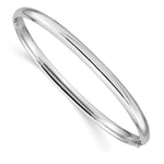 14k White Gold High Polished Hinged Oval Bangle Bracelet
