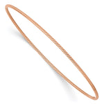 14k Rose Gold Polished Textured Twist Slip-on Round Bangle Bracelet