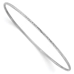 14k White Gold Polished Diamond-Cut Slip-on Round Bangle Bracelet
