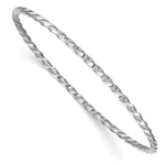 14k White Gold Polished Twisted Slip-on Round Bangle Bracelet