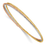 14k Tri-color Diamond-cut 3 Intertwined Slip-on Bangles