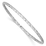 14k White Gold Polished Textured Slip-on Round Bangle Bracelet