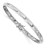 14k White Gold Polished Twisted Flexible Round Bangle Bracelet