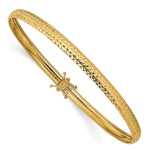 14K Polished Diamond-cut Flexible Round Bangle Bracelet