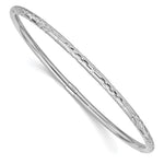 14k White Gold Polished Diamond-cut Slip-on Bangle