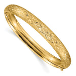 14k 5/16 Diamond-cut Fancy Hinged Oval Bangle Bracelet
