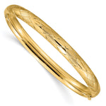 14k 4/16 Diamond-cut Fancy Hinged Oval Bangle Bracelet