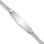 14k White Gold Polished Semi-Solid Chain/Solid Plate Anchor Link Soft Diamond Shape 25.5x Plate ID Bracelet