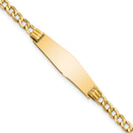 14k Polished Semi-Solid Chain/Solid Plate Cuban Link Soft Diamond Shape 25.5x Plate ID Bracelet