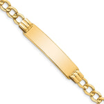 14k Polished Semi-Solid Chain/Solid Plate Curb Link 37.5x Plate ID Bracelet