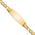 14k Polished Semi-Solid Chain/Solid Plate Curb Link Soft Diamond Shape 39x Plate ID Bracelet